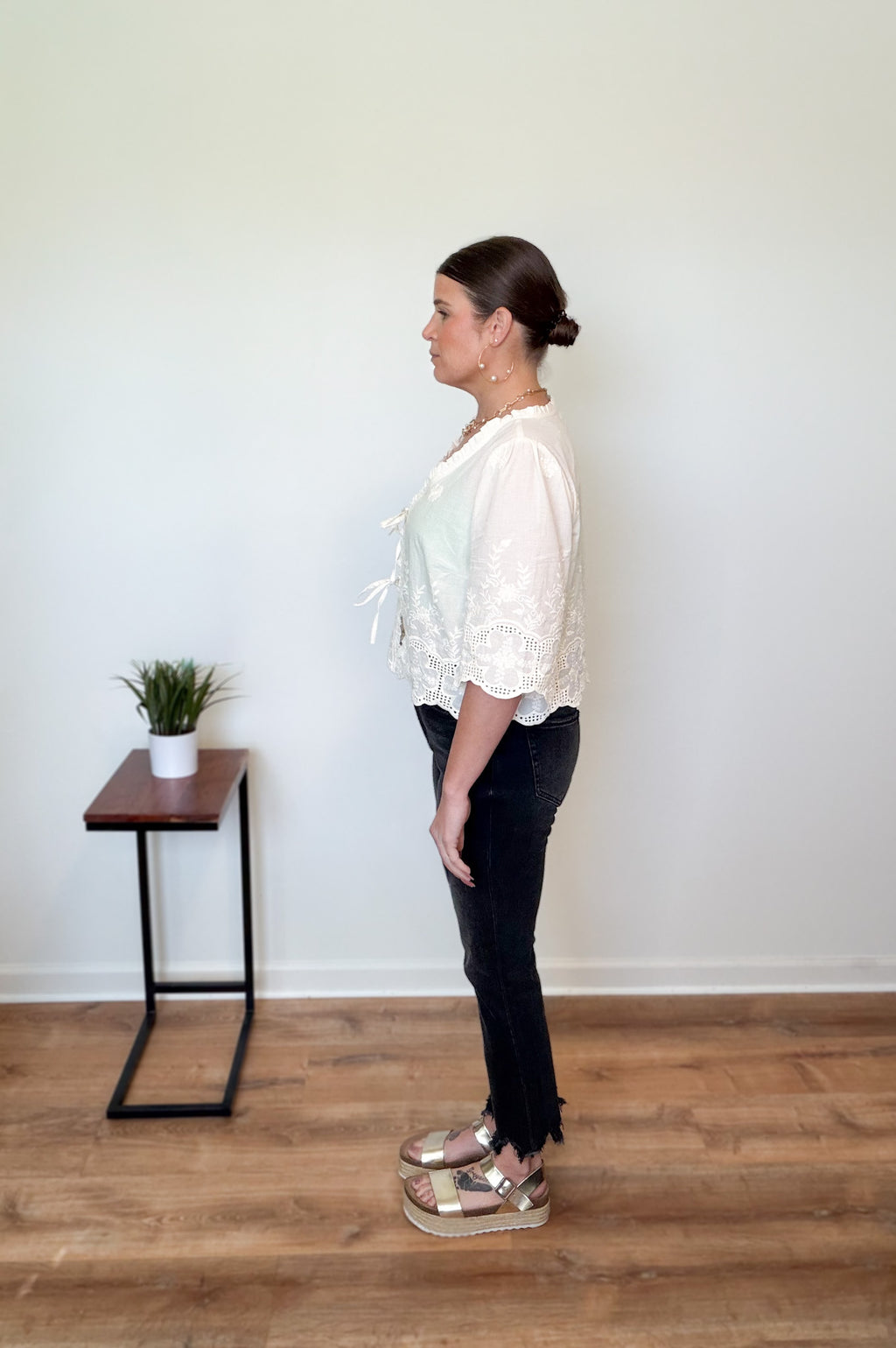 Whimsy Bloom Tie-Front Blouse