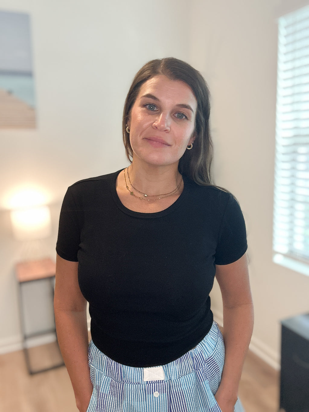 Emilio Fitted Cotton Jersey Baby Rib Tee