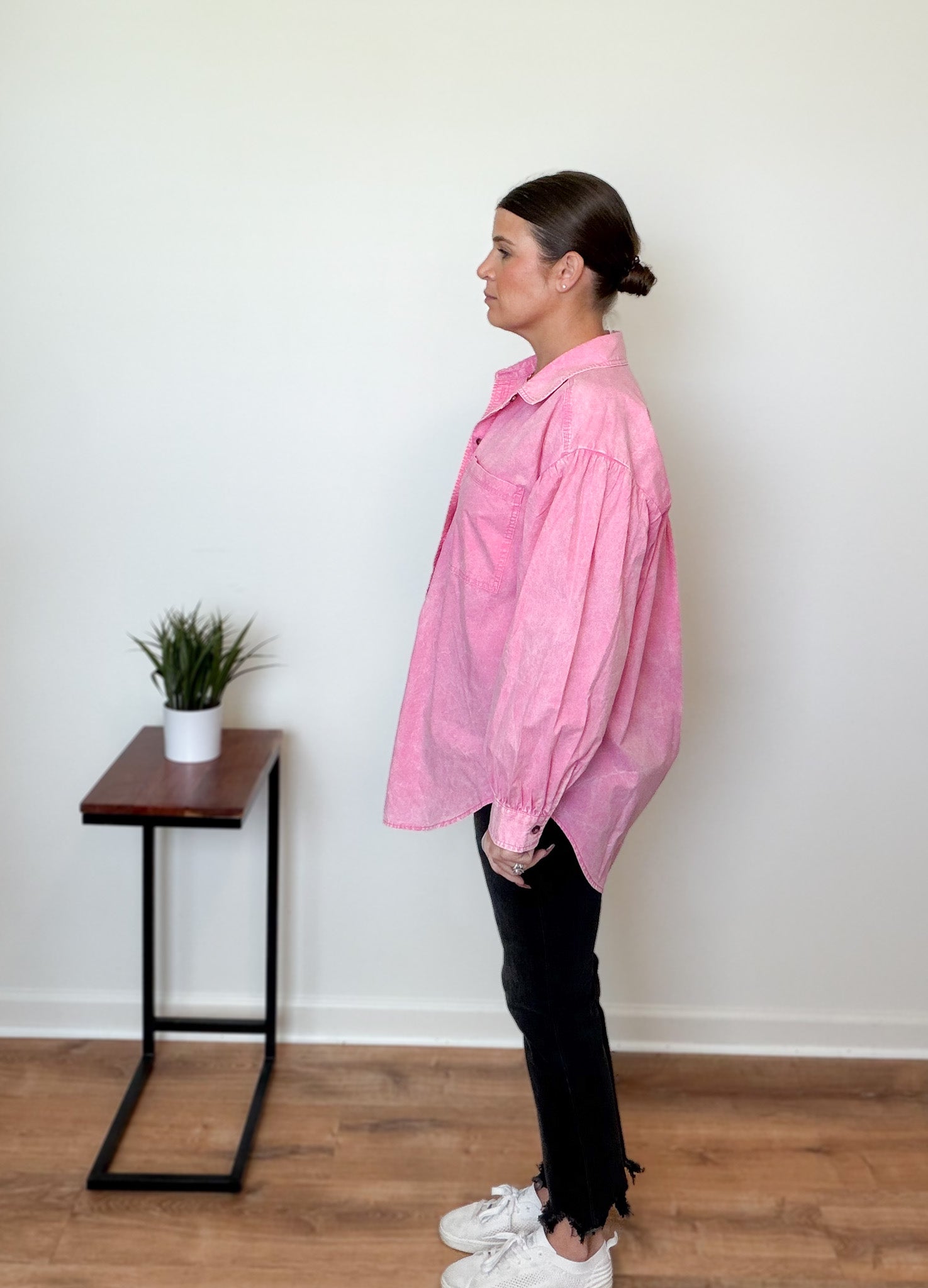 Relaxed Fit Mineral Washed Button-Up