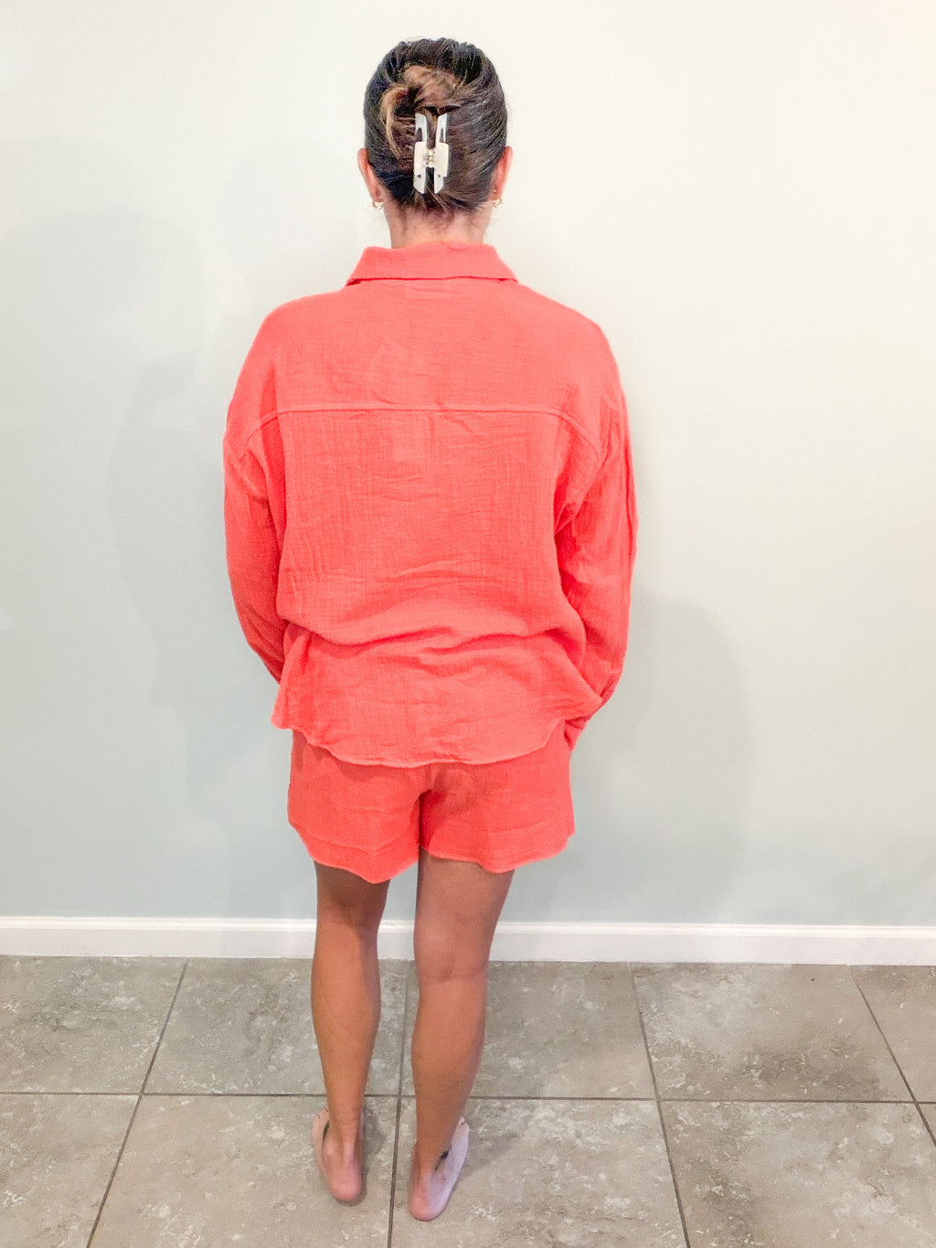 Crinkle Cotton Gauze Resort Button-Up Set