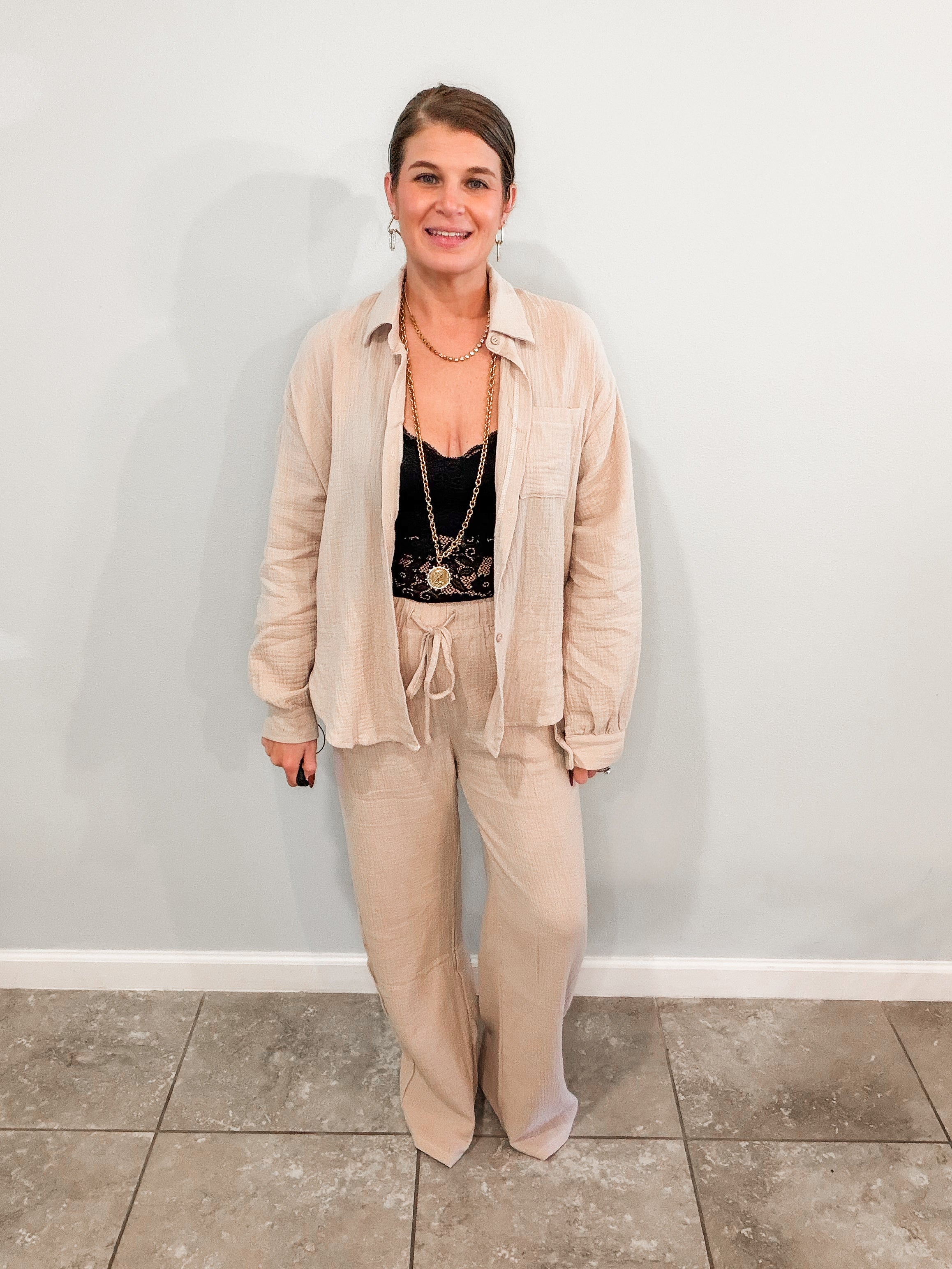 Textured Cotton Gauze Lounge Set