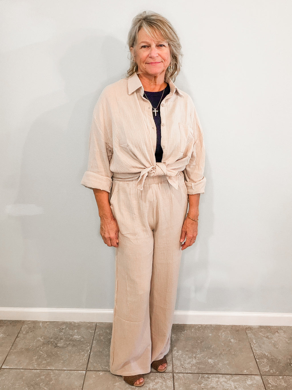 Textured Cotton Gauze Lounge Set