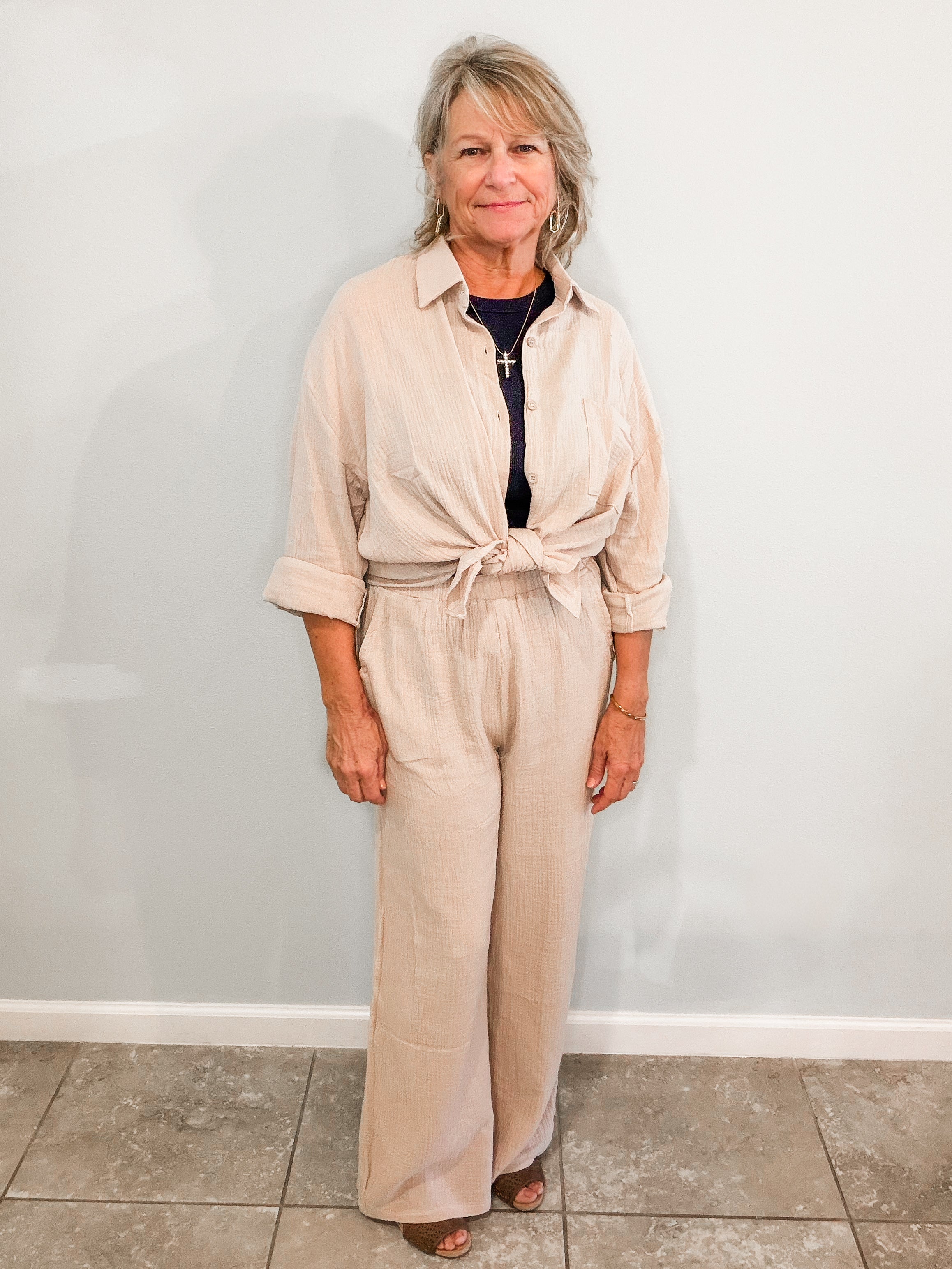 Textured Cotton Gauze Lounge Set