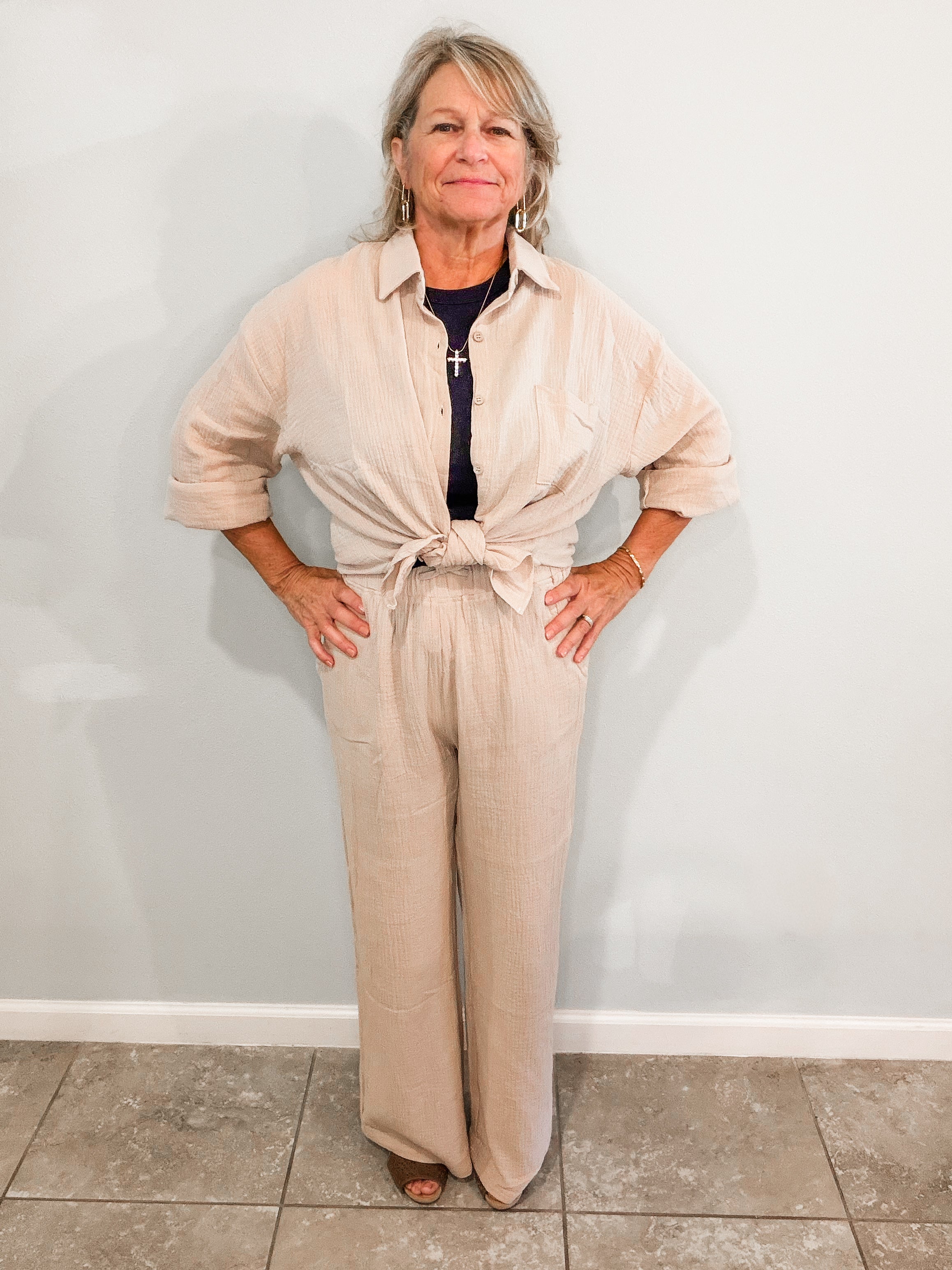 Textured Cotton Gauze Lounge Set