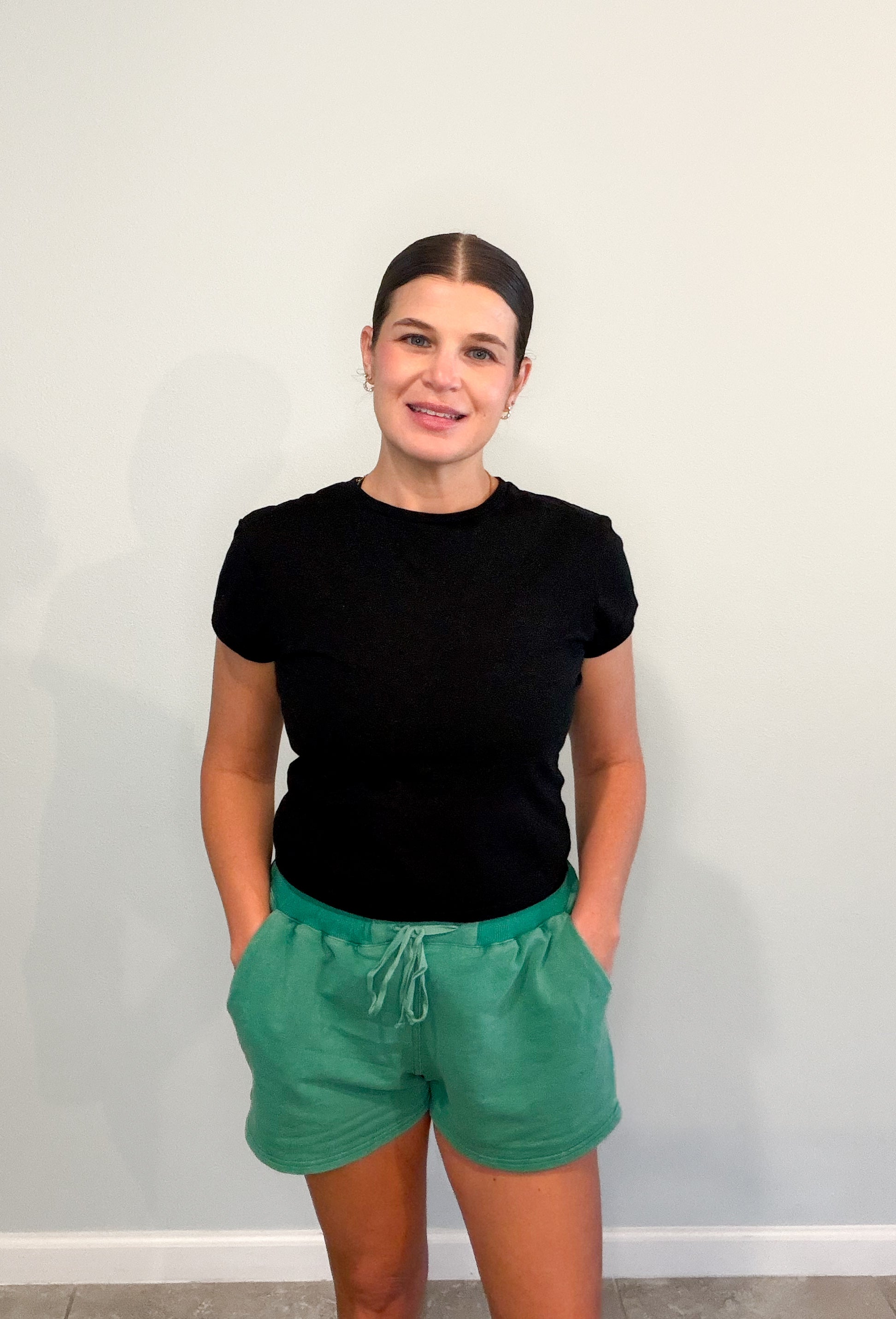 Kelly Green Mineral Ribbed Waist Lounge Shorts