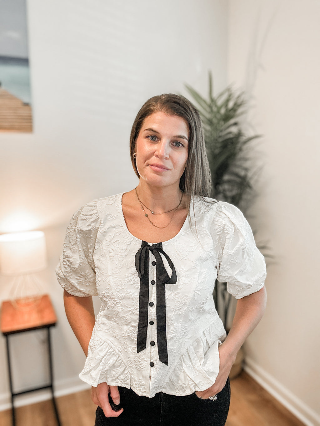 Jacquard Fabric Contour Top