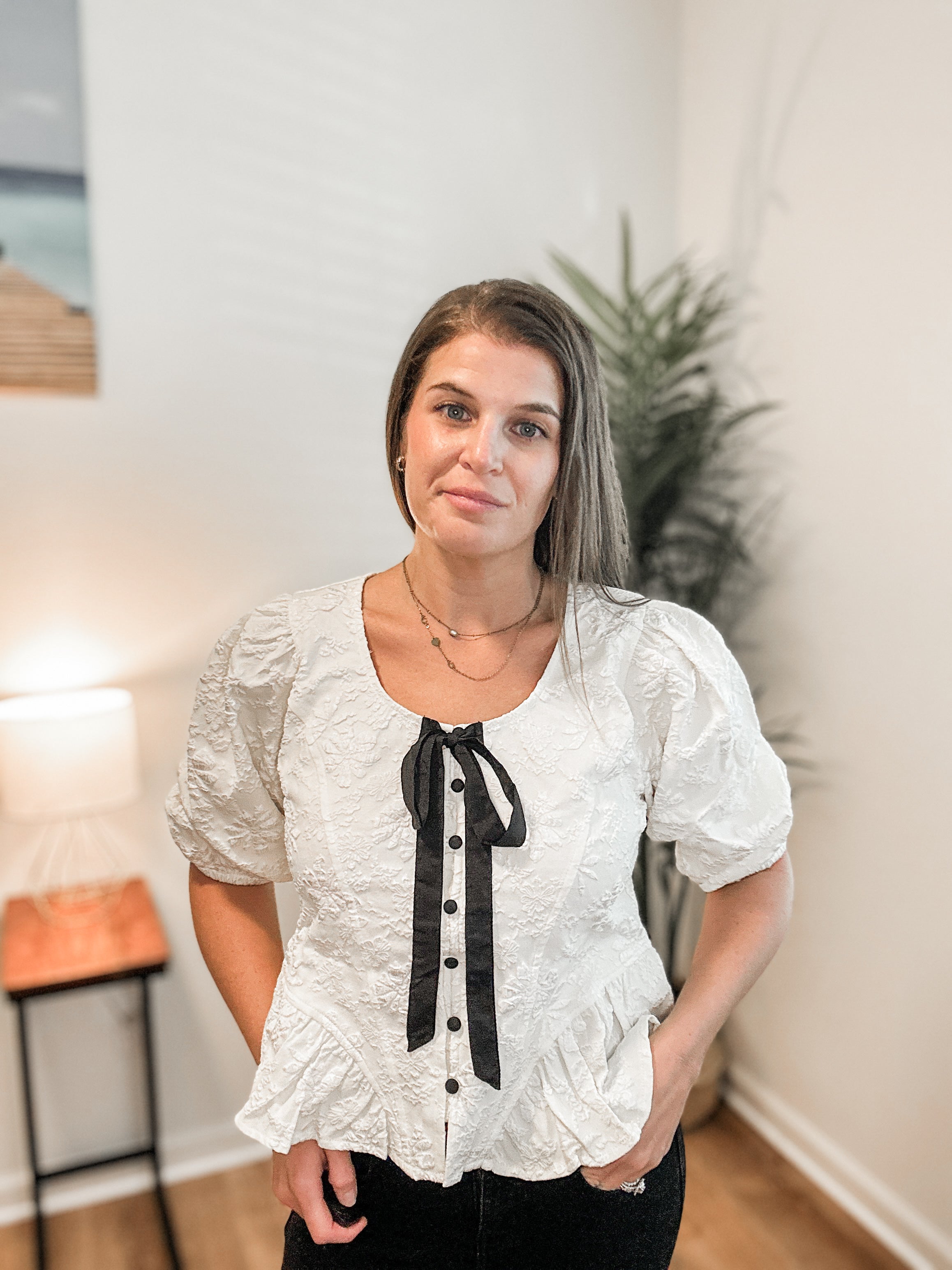 Jacquard Fabric Contour Top