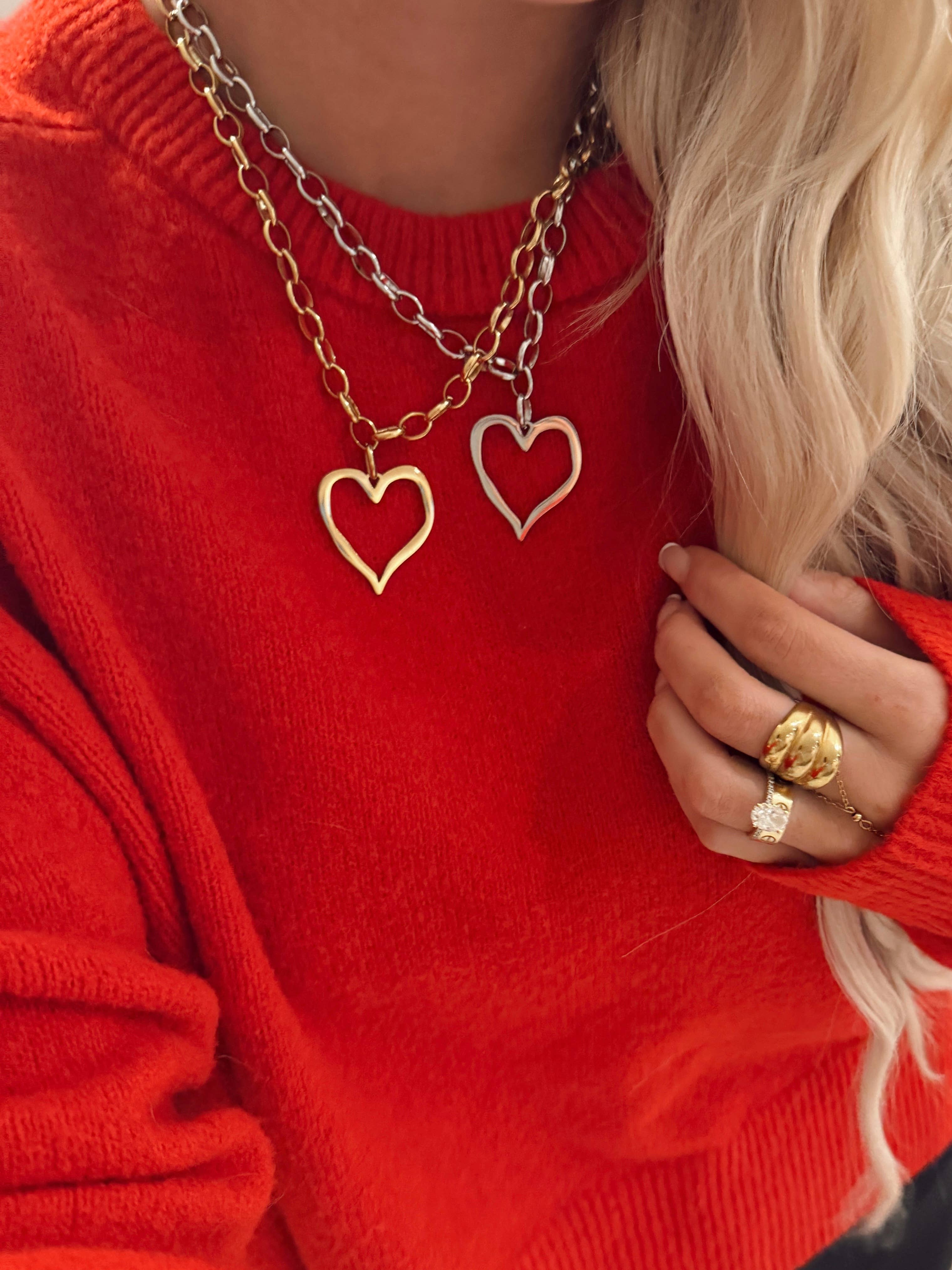 LARGE OPEN HEART NECKLACE